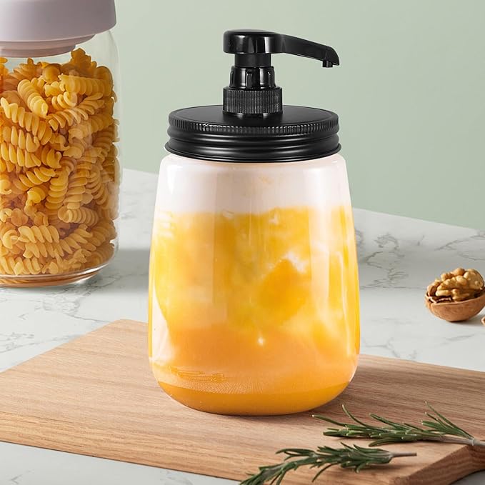KESYOO Mason Jar Syrup Dispenser Pump for Wide Mouth Jars Food Grade Pump Core for Jam Honey and Syrup Bottles for Kitchen Condiments Easy Dispensing and Volume Control