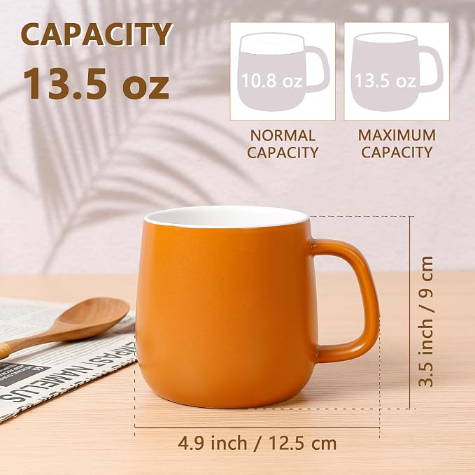 Ceramic Mug Set Porcelain Coffee Cups Set, Special Glaze Tea Cups Mug with Handle for Tea Latte Coffee Milk, Microwave Dishwasher Safe (White and Maple Brown) - Image 2