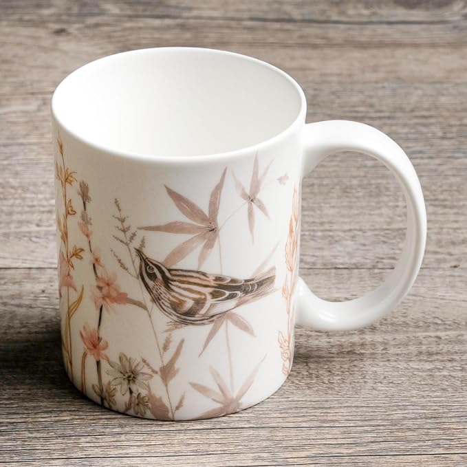 Maison d' Hermine Coffee Mug with Handles Tea Cups (15 Ounce, Pack of 1) | Fine Bone China Coffee Mugs for Hot Beverages Cappuccino Latte Home Spring Summer -Meadow Florals - Beige - Meadow Morning - Image 3