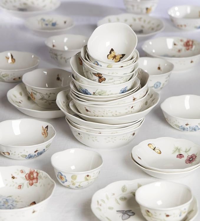 Lenox Pasta Bowl, 20oz Butterfly Meadow Pasta Bowl 1-Piece, Service For 1, Porcelain, White Serving Bowls, Wide, Shallow, Lenox Butterfly Meadow Collection, Dishwasher & Microwave Safe (White 1-Piece) - Image 6