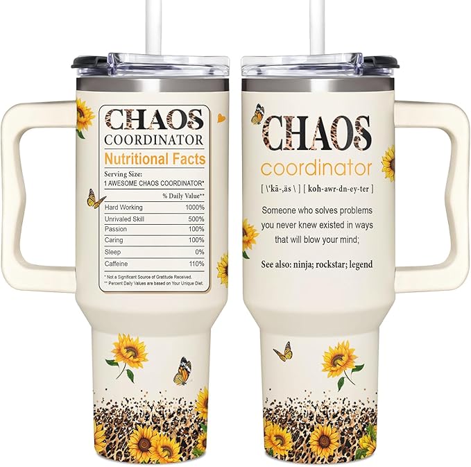 Administrative Professional Day Gifts - Thank you Gift for Boss lady, Assistant, Secretary - Chaos Gifts For Women - Admin Professionals Day Gift - Tumbler 40oz With Handle