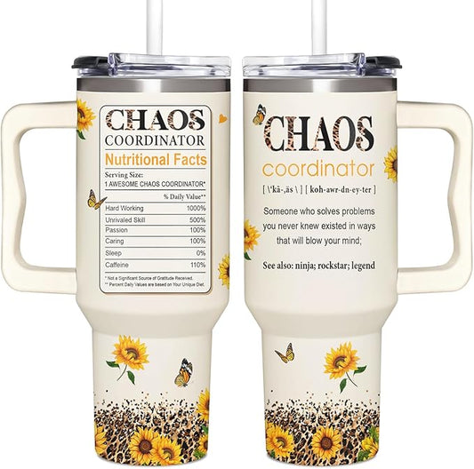 Administrative Professional Day Gifts - Thank you Gift for Boss lady, Assistant, Secretary - Chaos Gifts For Women - Admin Professionals Day Gift - Tumbler 40oz With Handle