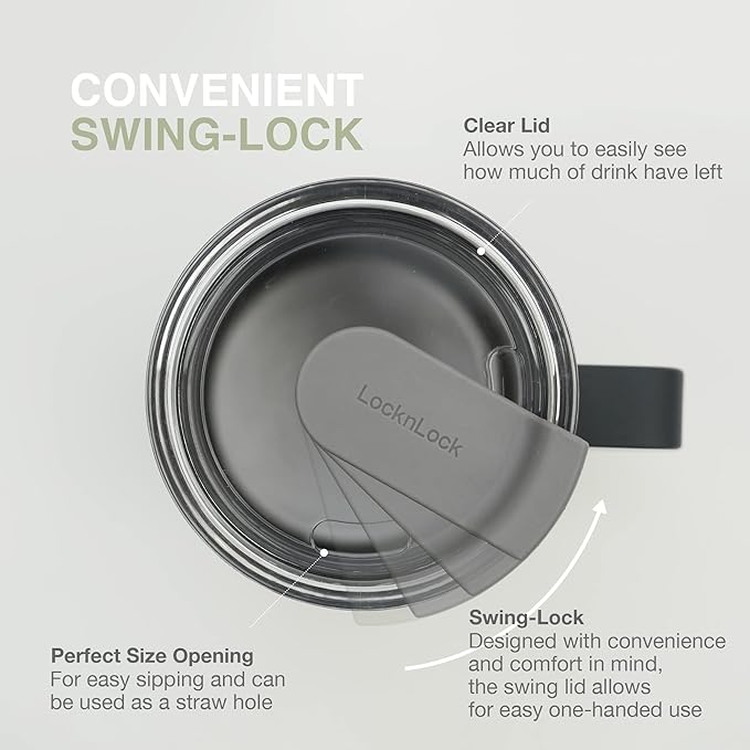 LocknLock Metro Mug Premium 18/8 Stainless Steel Double Wall Insulated with Handle Perfect for table with Lid, Peach Red, 20 oz - Image 2