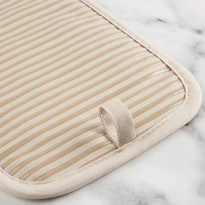 KITCHENAID Quilted Cotton Terry Cloth Oven Mitt, Pot Holder, Kitchen Towel 4-Pack Set, Heat Resistant, Silicone Grip, 16"x26", 7"x13" & 7"x10", Milkshake Tan - Image 6