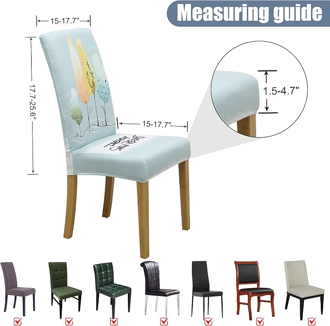 Dining Chair Covers, Stretch Seat Covers, Washable Furniture Protector | 4 Pack, Washable, Stretch Fit, Soft, Non Slip, Dining Chair Covers, Seat Protector, Furniture Cover,Easy Clean - Image 5