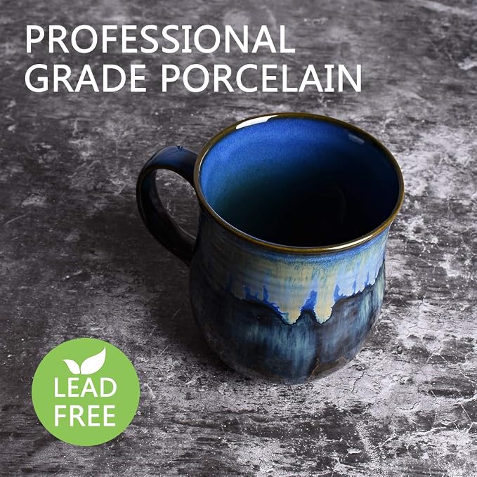 Bosmarlin Large Ceramic Coffee Mug, Blue Big Tea Cup for Office and Home, 21 Oz, Dishwasher and Microwave Safe, 1 PCS - Image 3