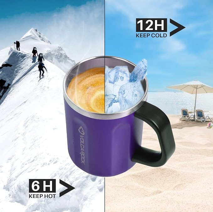 16oz Stainless Steel Togo Coffee Travel Mug, Spill Proof Tea Mug with Handle and Lid, Lightweight and Durable, Great for Office Home and Outdoor Use (Purple) - Image 4