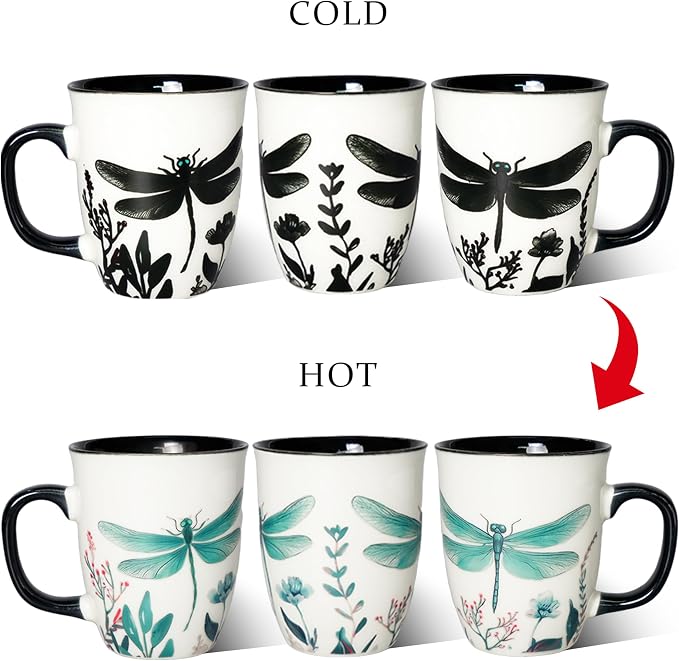 16 oz Dragonfly Mug - Color Changing Ceramic Coffee Cup - Ideal Gift for Women Dragonfly Gifts for Women - Image 5