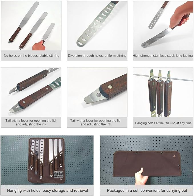 Gugxiom 6Pcs Straight Icing Spatula Set, Stainless Steel Cake Decorating Frosting Spatulas, with Wooden Handle