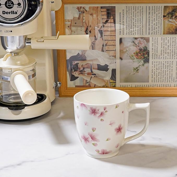 Ceramic Coffee Mug - Cherry Blossom Cup, 15 oz Froal Mug for Coffee Milk Latte, Christmas Mothers Valentine Day Gifts for Women - Image 6
