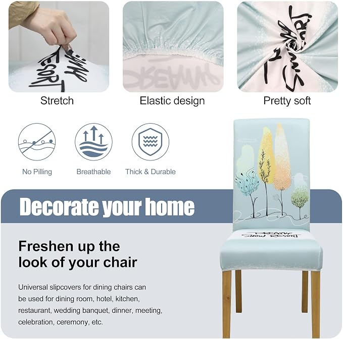 Dining Chair Covers, Stretch Seat Covers, Washable Furniture Protector | 4 Pack, Washable, Stretch Fit, Soft, Non Slip, Dining Chair Covers, Seat Protector, Furniture Cover,Easy Clean - Image 3