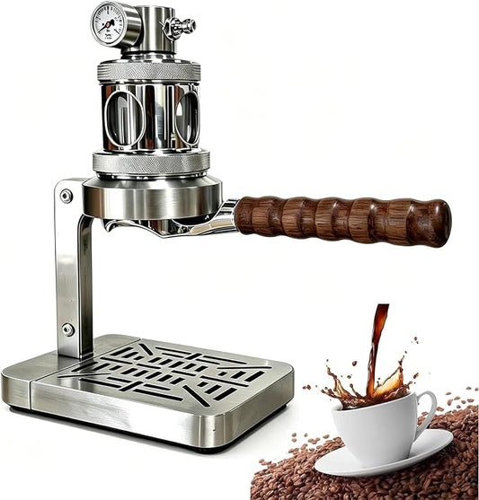 Pneumatic Coffee Machine, Stainless Steel Manual Pressure Maker, 1-16 Bar Fast Extraction, With Gauge & Relief Valve for Home by Unknown