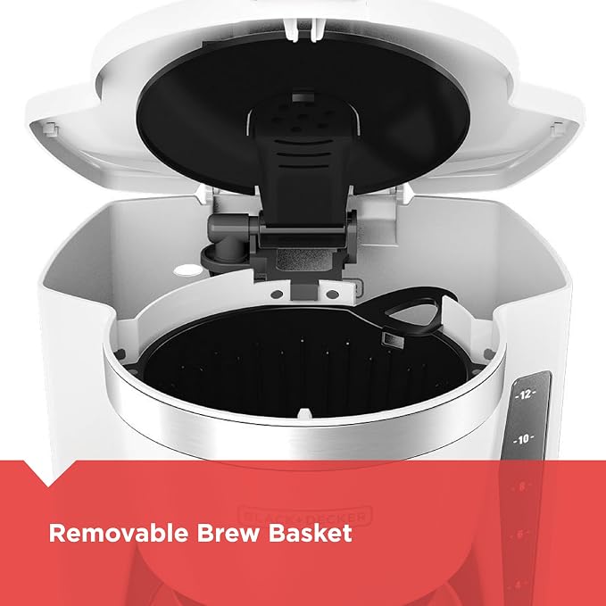 BLACK+DECKER CM1160W-1 CM1160W 12-Cup Programmable Coffeemaker, White/Stainless Steel - Image 4