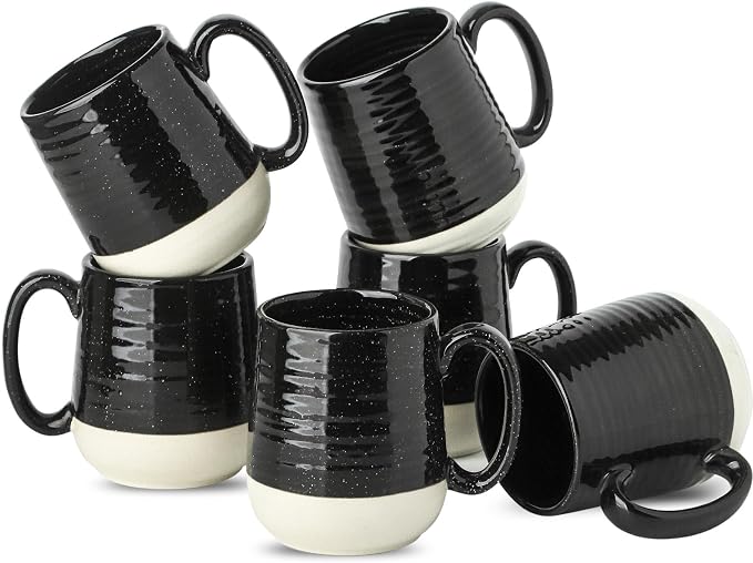 Hasense Coffee Mugs Ceramic, 15 oz Large Coffee Cups with Handle for Home and Office, Latte Mugs Set for Coffee, Tea, Hot Cocoa, Mocha, Black Coffee Cup Gift for Dad Mom, Dishwasher Microwave Safe by Hasense