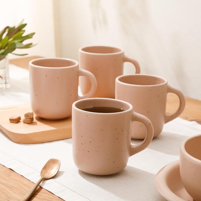 Bloomhouse - Two Time Oprah's Favorite Things Winner - Corsica Clay 4-Piece Mug Set – Prosecco Blush Pink Stoneware Coffee & Tea Cups, Durable Ceramic Drinkware - Image 4