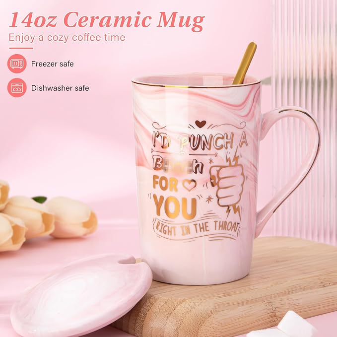 Birthday Gifts for Women 14oz Novelty Ceramic Coffee Mug & Crochet Flowers | Funny Valentine's Day Christmas Mothers Day Friendship Gift for Women Girlfriend Sisters Mom BFF Besties Nice Gift Box - Image 6