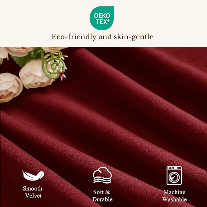 Red Christmas Velvet Window Valance 52x18 Inch 4-Panel Set | Soft Wavy Kitchen Curtains for Windows, Luxury Fabric Aesthetic Window Treatment for Bay Window, Living Room - Image 7