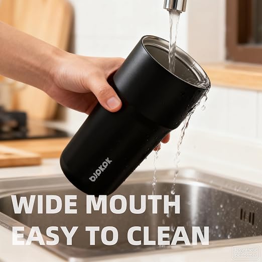BJPKPK 24 oz Coffee Tumbler, Insulated Stainless Steel Travel Cup | Double Wall Vacuum, Leak Proof Lid, Keeps Hot/Cold/Iced, BPA Free, Dishwasher Safe, Cupholder, Haze Blue - Image 4