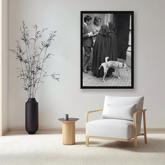 UXCBIA Dog Pees on Nun, Black And White, Vintage Funny Photo Humor Poster Canvas Poster Bedroom Decor Sports Landscape Office Room Decor Gift Black Frame 16x24in(40x60cm) - Image 7