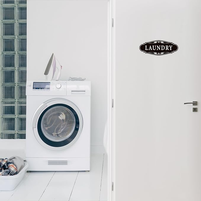 Laundry Room Door Sign for Business and Home，Self-adhesive Waterproof Cute Laundry Room Door Sticker Decals for House, Apartment, Hotel Laundromat Decor（Black） - Image 5