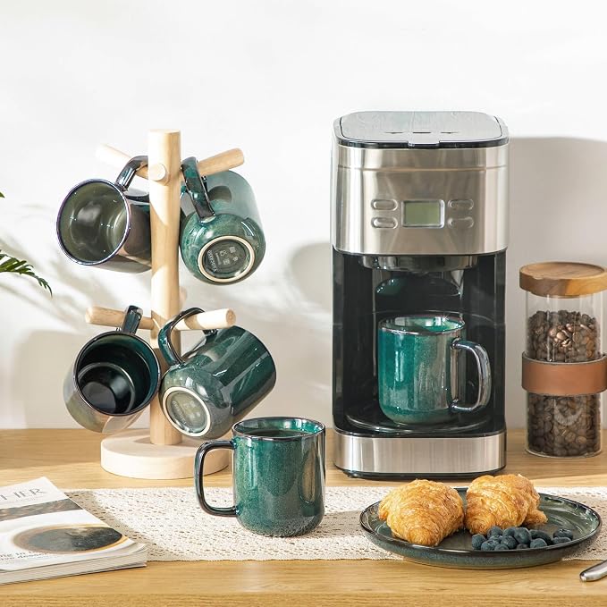 vancasso STARRY Coffee Mugs Set, 12 oz Ceramic Coffee Cups for Latte Hot Tea Cappuccino Cocoa Milk Stoneware Cups Set of 6, Dishwasher & Microwave Safe, Green - Image 8