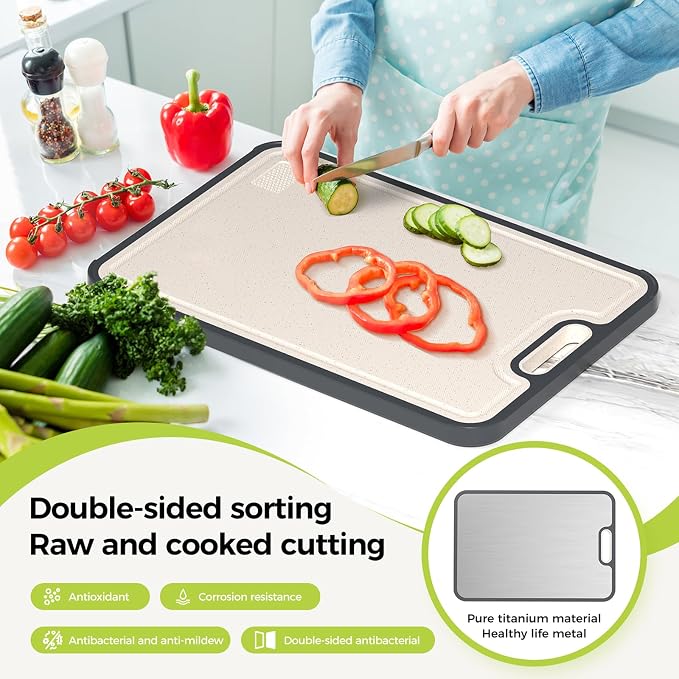 Titanium Cutting Board for Kitchen, Cutting Board Double Sided Food Grade, Pure Titanium/PP, Easy to Clean Large Size 16”×11” - Image 2