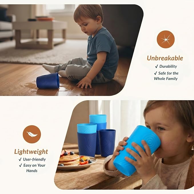 Homienly Wheat Straw Cups 16oz,Unbreakable Cups-6 PCS Freezer and Dishwasher Safe Cups for outdoor gatherings,Picnic,Travel-Blue Sky - Image 5