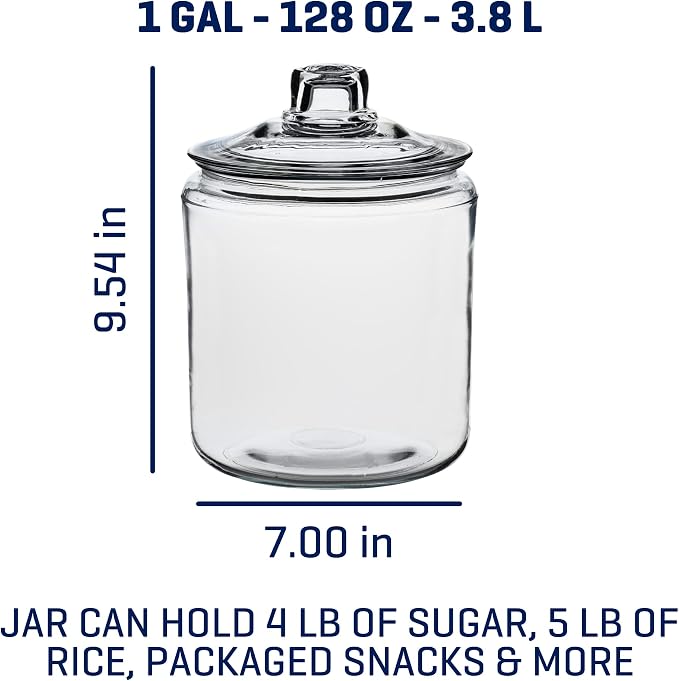 Anchor Hocking Heritage Hill 1 Gallon Glass Jar with Lid, Set of 2 - Image 2