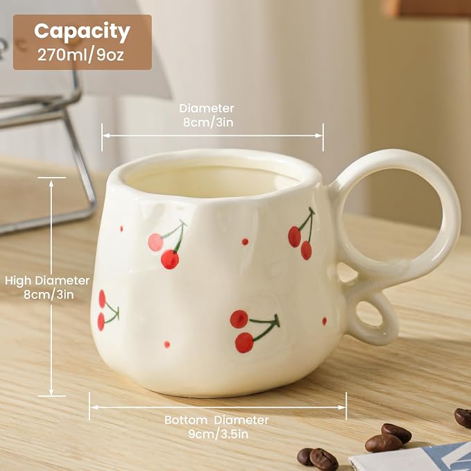 Ceramic Cute Mug For Women,Pretty Coffee Mug,9 oz,Nnique Espresso Mug.Hand-Painted Tea Cup for Women - Image 4