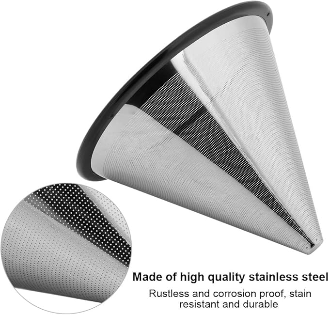 Keenso Double Layered Stainless Steel Coffee Filter Dripper Mesh Strainer, Ideal for Coffee Enthusiasts and Beginners
