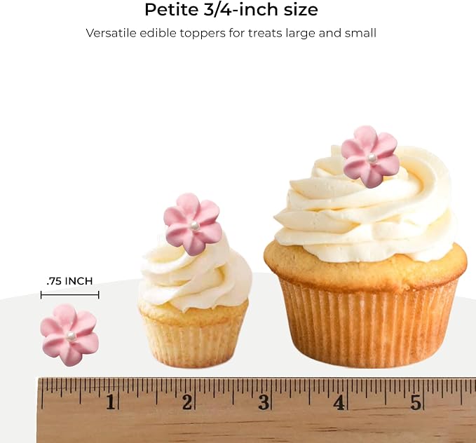 Global Sugar Art 72-Count Pink Mini Edible Flowers Cake Decorations | Royal icing flowers for cakes, edible flowers cake decorations, pink flower sprinkles, fancy sprinkles - Image 2