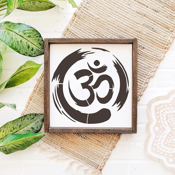 FINGERINSPIRE Om Symbol Stencil with Paint Brush 11.8x11.8 inch Yoga Zen Circle Pattern Template Yoga Om Symbols Craft Stencil for Painting on Wall Wood Floor Tile Canvas Fabric Furniture - Image 5