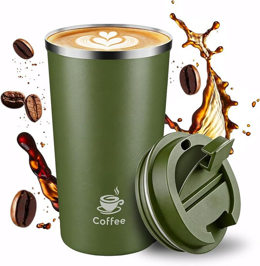 17oz Travel Coffee Mug ,Leakproof Vacuum Coffee Cup Insulated Tumbler | 304 Stainless Steel, Double-Wall Vacuum Insulated, Leakproof, Fits Hot & Cold Drinks Car Cup Holders, Travel, Office by Unknown
