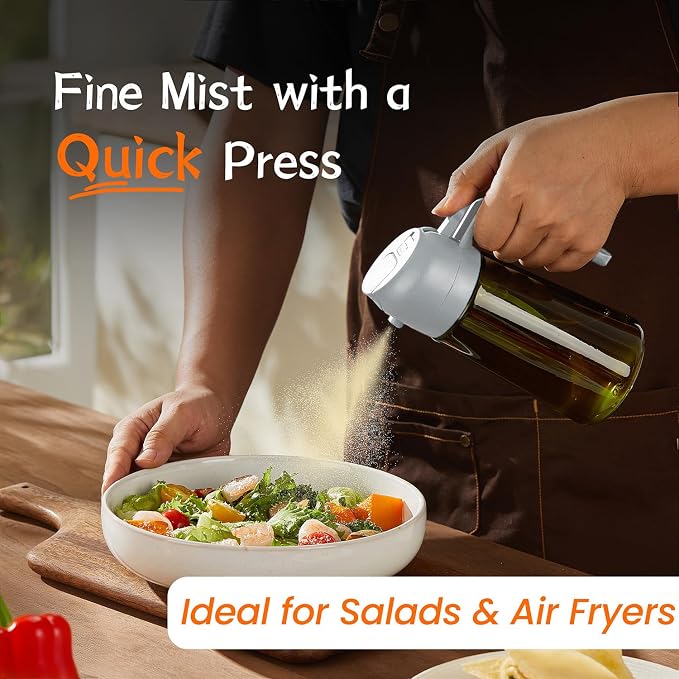 TrendPlain - Original 16oz/470ml Olive Oil Dispenser Bottle for Kitchen Gadgets and Air Fryer Accessories - Olive Oil Sprayer for Cooking w/Stickers - Black&Ash - Image 3
