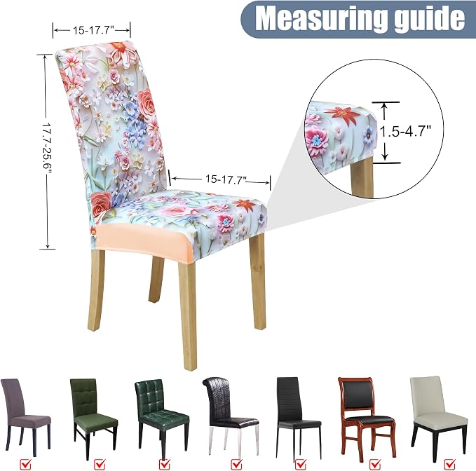 Dining Chair Covers, Stretch Seat Covers, Washable Furniture Protector | 4 Pack, Washable, Stretch Fit, Soft, Non Slip, Dining Chair Covers, Seat Protector, Furniture Cover,Easy Clean - Image 5