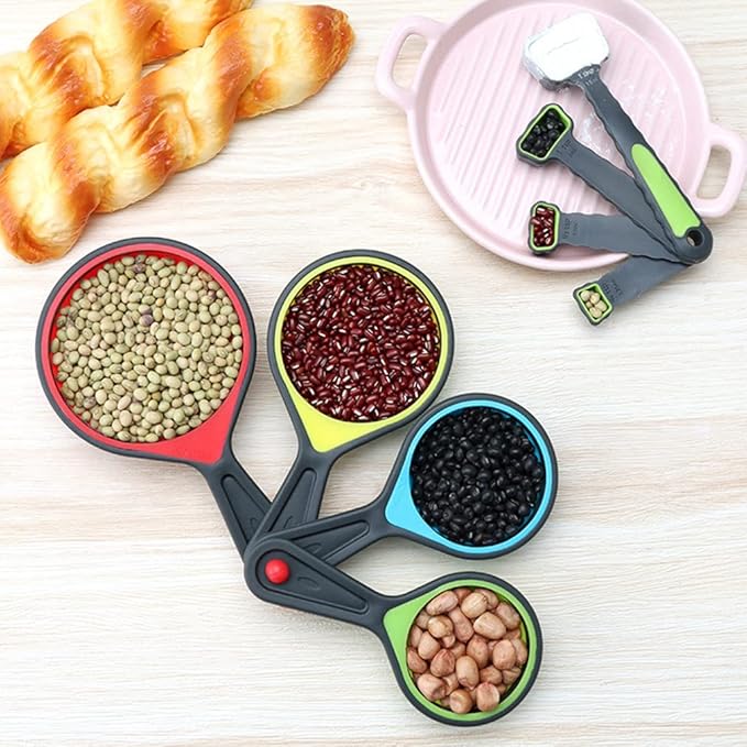 Collapsible Measuring Cups and Spoons Set,Markings for Liquid & Dry Measuring-Silicone Whisk,silicone spatula,Silicone funnel,Oil Brush,Food Grade Silicone Cooking Kitchen Utensils(13 Piece Set)