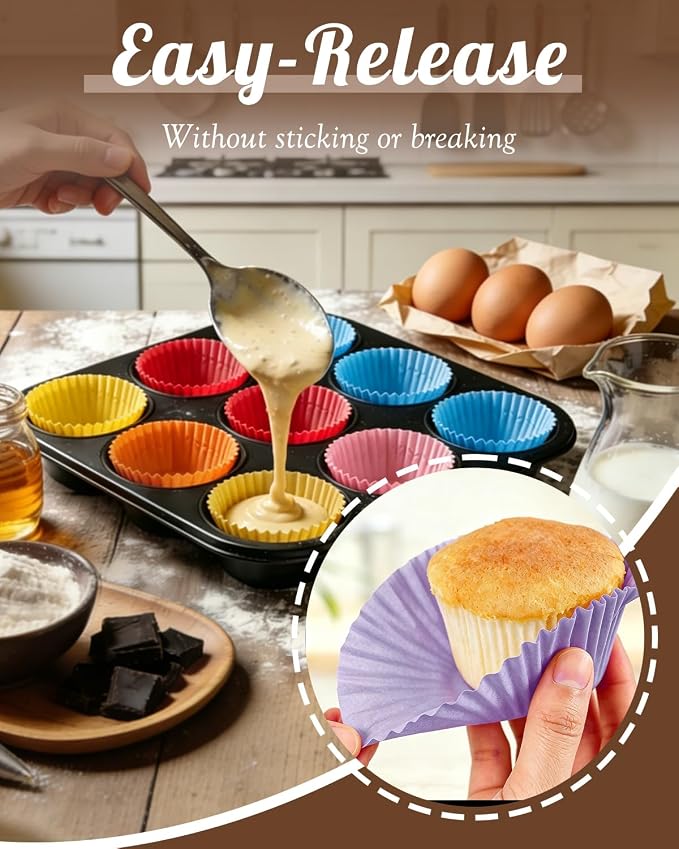 700 Count Colorful Cupcake Liners - Greaseproof Muffin Baking Cups, 2 Inch | Non-Stick, Disposable Muffin Liners — Hold Cupcakes, Muffins, Desserts & Nuts for Parties, Weddings and Birthdays - Image 4