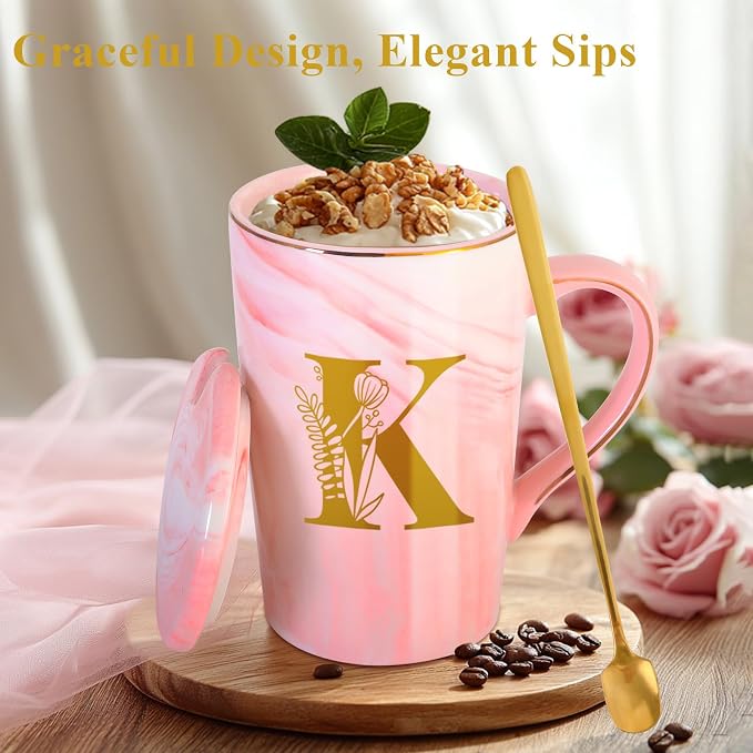 MNZZ Personalized Ceramic Coffee Mug with Lid Tea Cup Mother Day Best Mama Mom Ever from Daughter Son Gifts Christmas Xmas Valentines Birthday Groom Bride Mother In Law Personalized Special Present,K - Image 3