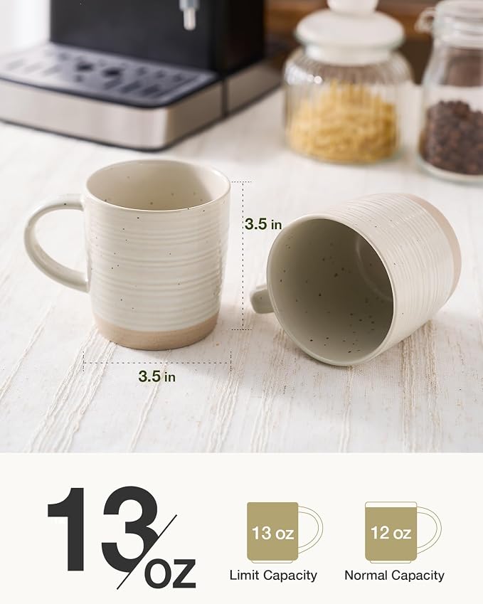 famiware Coffee Mugs Set of 8, 13 oz Mug Set, Ceramic Cup Set with Handle for Coffee, Tea, Cocoa, Milk, Constellation Series, Beige - Image 3