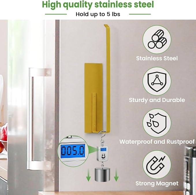 Paper Towel Holder Gold, Magnetic Paper Towel Holder for Fridge, Toilet Paper Roll Holder Magnet Paper Towel Rack Wall Mount Fridge Organizer for Golden Bathroom Kitchen Dorm Room RV Essentials, 2Pack - Image 4