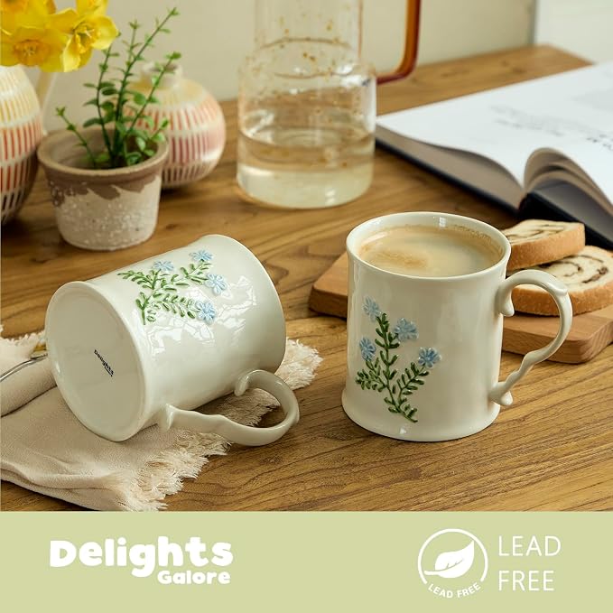 Artistic Lavender pattern Ceramic Coffee Mug - 16oz, Hand-Painted, Microwave heating and dishwasher cleaning available, Ideal for Daily Brews - Image 8
