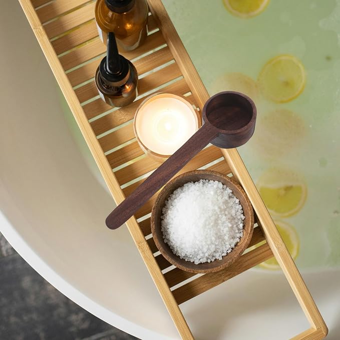 OUNONA Wooden Bath Salt Scoop with Long Handle for Comfortable Massage and Durability, for Home and Hotels, Coffee Color, Small Wooden Spoon for Salts - Image 6