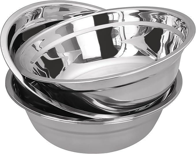 Mixing Bowls Set of 4 Metal Prep Bowls, Stainless Steel Nesting Bowls