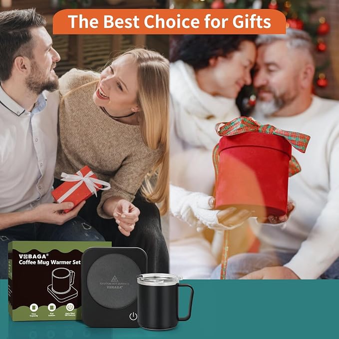 VOBAGA Coffee Mug Warmer Set with Auto Shut Off, 15 oz Coffee Mug Gift Set & 3 Temperature Settings Home Office Desk Accessories Valentine's Day Gift - Image 3