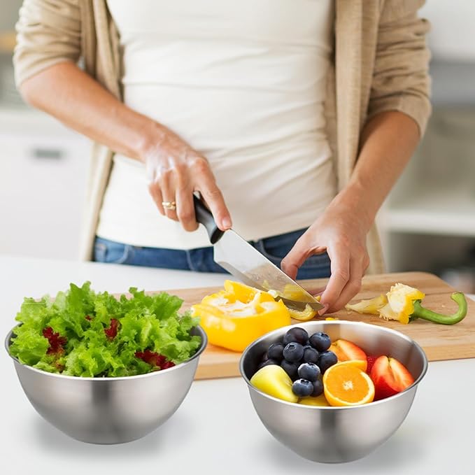 Stainless Steel Mixing Bowl Set, 700/1200/1800/2000ml Large Mixing Bowl with Scale, Stackable Thickened Kitchen Tools for Cooking, Baking, PreppingChristma