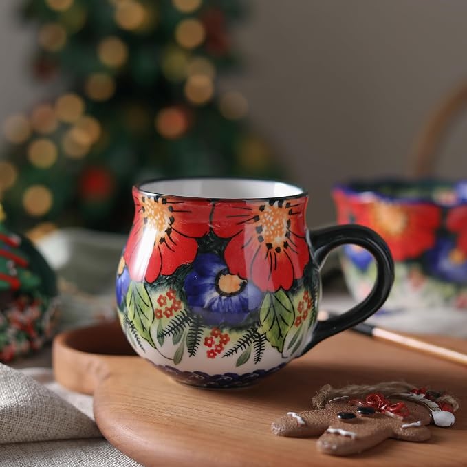 ALMA 12oz Handmade Floral Ceramic Coffee Cup | Microwave & Dishwasher Safe, Ideal for Morning Coffee Tea, Home Kitchen Dining Room Display, For Home Makers & Women - Image 6