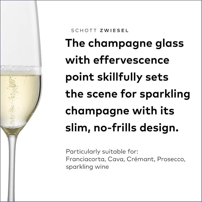 SCHOTT ZWIESEL Forté Champagne Flute (Set of 6), Champagne Glasses with Effervescence Point, Dishwasher-Safe Machine-Made Tritan Crystal Glasses, Made in Germany (8 Ounce) - Image 3