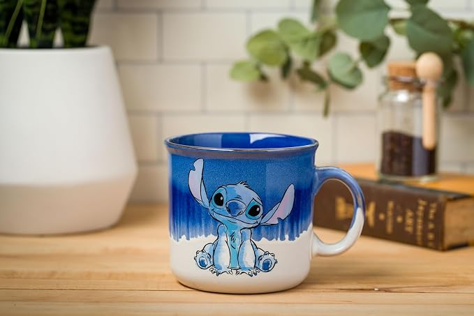 Silver Buffalo Disney Lilo and Stitch, Reactive Glaze Camper Mug, 20oz | Ohana Means Family, Ceramic, 0.59 Liters - Image 5