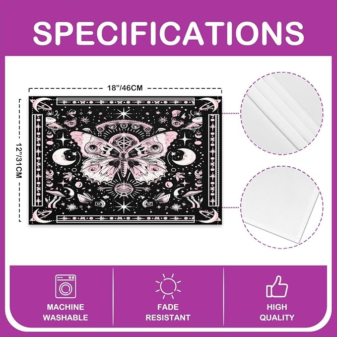 Feelyou Death Moth Placemats Set of 4 18"x12" Boho Exotic Moth Placemat for Kitchen Dining Table Decor Indoor Outdoor for Kids Teens Adults Bohemian Butterfly Table Place Mats, Sun Moon - Image 4