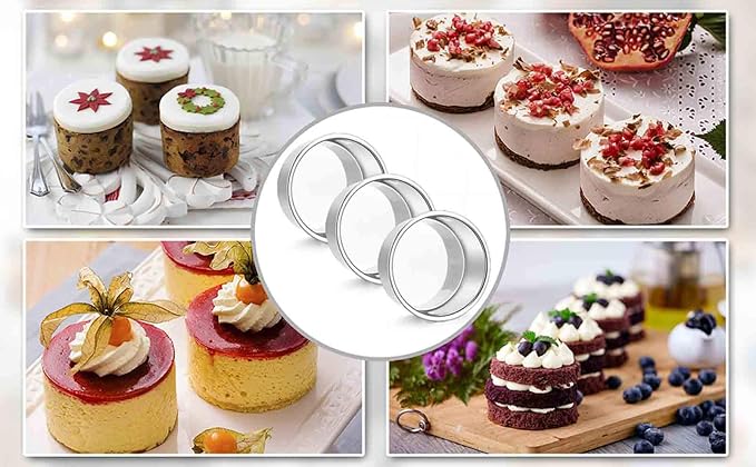 TeamFar 4 Inch Cake Pan, Stainless Steel Mini Cake Pan Round Baking Tins | Set of 3, Small Tier Cake Baking Pans Tins For Baking Steaming Serving, Healthy & Sturdy, Easy Clean & Dishwasher Safe - Image 5